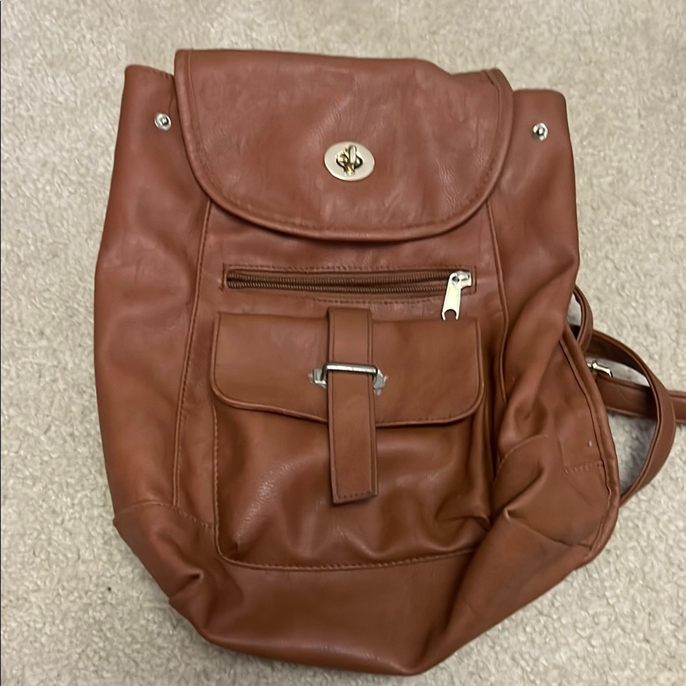 Brown Leather Backpack
